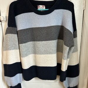 Pink Republic Striped Sweater - Navy, Gray, Cream